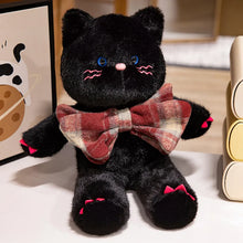 Load image into Gallery viewer, White Teddy Bear Cat - Checkered Bow Tie Design-Stuffed Animals-Cat Memorial Gifts,Stuffed Animal,White Cat-4
