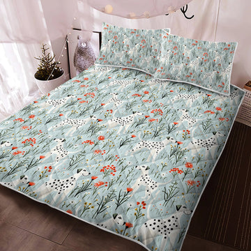 Wildflower Meadow Dalmatians Delight Christmas Quilt Blanket Bedding Set 360x
