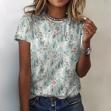 Wildflower Meadow Dalmatians Delight Christmas Womens Cotton T Shirt 3 360x