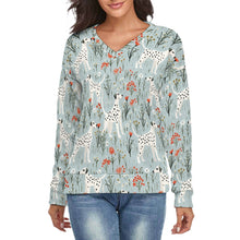 Load image into Gallery viewer, Wildflower Meadow Dalmatians Delight Women&#39;s V-Neck Christmas Sweater-Apparel-Apparel,Christmas,Dalmatian,Dog Mom Gifts,Sweater,Sweatshirt-S-2