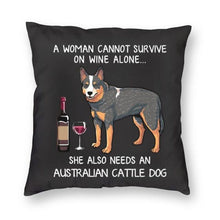 Load image into Gallery viewer, Wine and Australian Cattle Dog Mom Love Cushion Cover-Home Decor-Australian Cattle Dog, Cushion Cover, Dogs, Home Decor-3