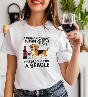 Wine And Beagle Love Dog Mom Luxury Cotton T Shirt 360x