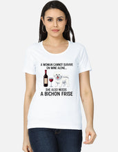 Load image into Gallery viewer, Wine and Bichon Frise Mom Scoop Neck Cotton T Shirt-Apparel-Apparel,Bichon Frise,Dog Mom Gifts,T Shirt-1