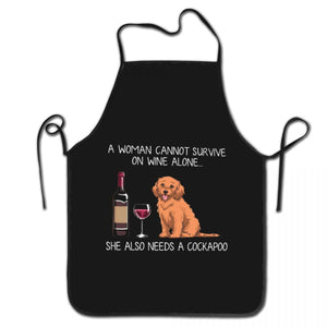 Image of a super cute Cockapoo apron in the color black