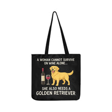 Load image into Gallery viewer, Wine and Golden Retriever Mom Lightweight Tote Bags-Accessories-Accessories,Bags,Dog Mom Gifts,Golden Retriever-5