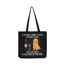 Load image into Gallery viewer, Wine and Golden Retriever Mom Lightweight Tote Bags-Accessories-Accessories,Bags,Dog Mom Gifts,Golden Retriever-Sitting-6