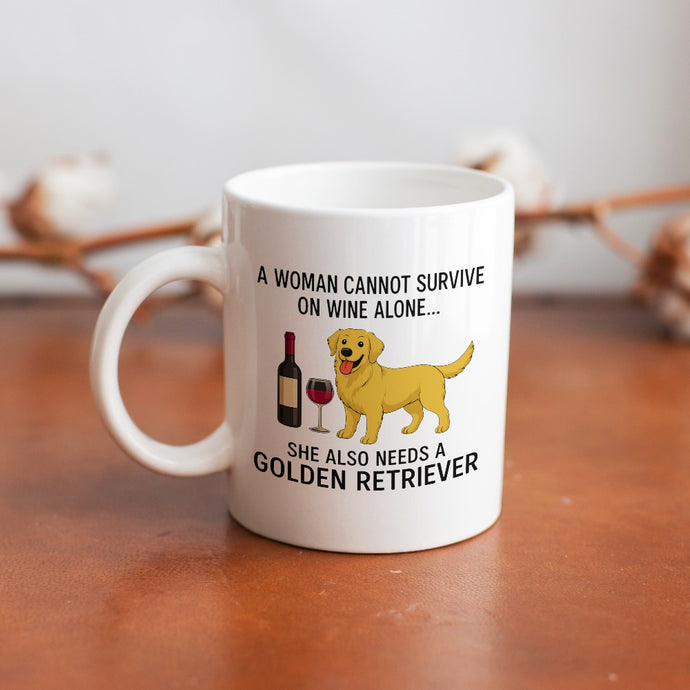 Wine and Golden Retriever Mom Love Coffee Mug-Mug-Dog Dad Gifts,Dog Memorial Gifts,Dog Mom Gifts,Golden Retriever,Mugs-1