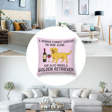 Load image into Gallery viewer, Wine and Golden Retriever Mom Love Throw Pillowcase-Cushion Cover-Dog Mom Gifts,Golden Retriever,Home Decor,Pillows-10