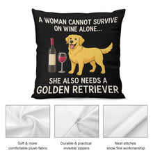 Load image into Gallery viewer, Wine and Golden Retriever Mom Love Throw Pillowcase-Cushion Cover-Dog Mom Gifts,Golden Retriever,Home Decor,Pillows-11