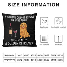 Load image into Gallery viewer, Wine and Golden Retriever Mom Love Throw Pillowcase-Cushion Cover-Dog Mom Gifts,Golden Retriever,Home Decor,Pillows-12