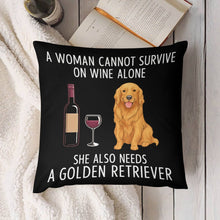 Load image into Gallery viewer, Wine and Golden Retriever Mom Love Throw Pillowcase-Cushion Cover-Dog Mom Gifts,Golden Retriever,Home Decor,Pillows-4