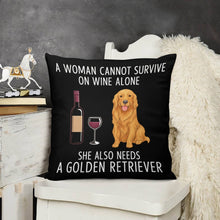 Load image into Gallery viewer, Wine and Golden Retriever Mom Love Throw Pillowcase-Cushion Cover-Dog Mom Gifts,Golden Retriever,Home Decor,Pillows-5