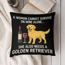 Load image into Gallery viewer, Wine and Golden Retriever Mom Love Throw Pillowcase-Cushion Cover-Dog Mom Gifts,Golden Retriever,Home Decor,Pillows-6
