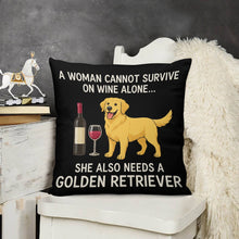 Load image into Gallery viewer, Wine and Golden Retriever Mom Love Throw Pillowcase-Cushion Cover-Dog Mom Gifts,Golden Retriever,Home Decor,Pillows-7