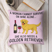 Load image into Gallery viewer, Wine and Golden Retriever Mom Love Throw Pillowcase-Cushion Cover-Dog Mom Gifts,Golden Retriever,Home Decor,Pillows-8