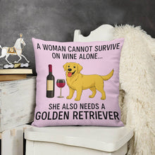 Load image into Gallery viewer, Wine and Golden Retriever Mom Love Throw Pillowcase-Cushion Cover-Dog Mom Gifts,Golden Retriever,Home Decor,Pillows-9