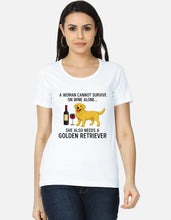 Load image into Gallery viewer, Wine and Golden Retriever Mom Scoop Neck Cotton T Shirt-Apparel-Apparel,Dog Mom Gifts,Golden Retriever,T Shirt-White-XS-4
