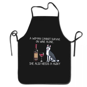 image of a husky mom apron in white background