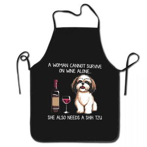 Wine and Pit Bull Love Unisex Aprons-Accessories-Accessories, American Pit Bull Terrier, Apron, Dogs-Shih Tzu-18