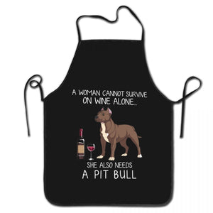 image of black pit bull mom apron in white background