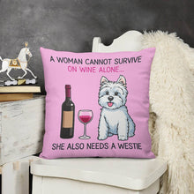 Load image into Gallery viewer, Westie Pillow - Wine and West Highland Terrier Mom Pillow Case-Home Decor-Dog Mom Gifts,Home Decor,Pillowcase,West Highland Terrier-5