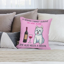 Load image into Gallery viewer, Westie Pillow - Wine and West Highland Terrier Mom Pillow Case-Home Decor-Dog Mom Gifts,Home Decor,Pillowcase,West Highland Terrier-7