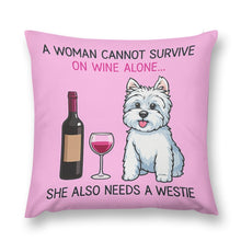 Load image into Gallery viewer, Westie Pillow - Wine and West Highland Terrier Mom Pillow Case-Home Decor-Dog Mom Gifts,Home Decor,Pillowcase,West Highland Terrier-6