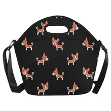 Load image into Gallery viewer, Winking Basenji Love Neoprene Lunch Bag-Accessories-Accessories,Bags,Basenji,Lunch Bags-Midnight Black-4