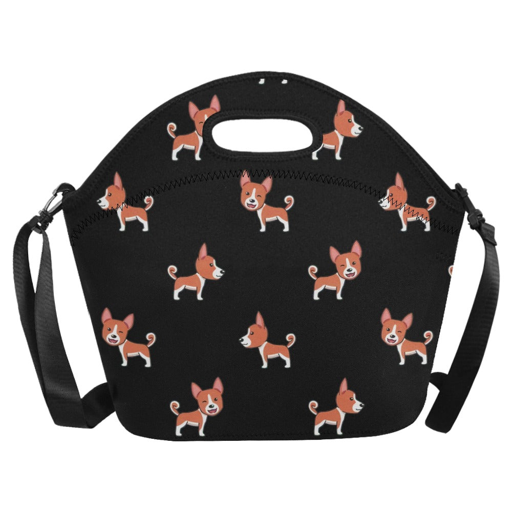 Winking Basenji Love Neoprene Lunch Bag-Accessories-Accessories,Bags,Basenji,Lunch Bags-Midnight Black-4