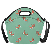 Load image into Gallery viewer, Winking Basenji Love Neoprene Lunch Bag-Accessories-Accessories,Bags,Basenji,Lunch Bags-Mint Green-3