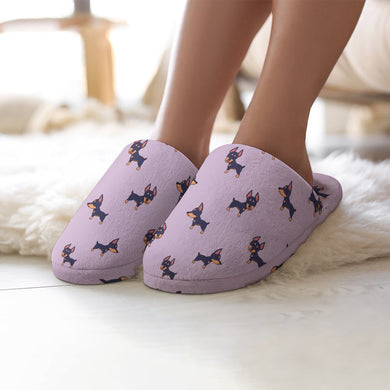 Winking Doberman Love Women's Cotton Mop Slippers-Footwear-Accessories, Doberman, Slippers-6