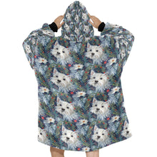 Load image into Gallery viewer, Winter Garden Westie Christmas Blanket Hoodie-Blanket-Apparel, Blanket Hoodie, Blankets, Christmas, Dog Mom Gifts, West Highland Terrier-ONE SIZE-2