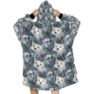 Winter Garden Westie Christmas Blanket Hoodie-Blanket-Apparel, Blanket Hoodie, Blankets, Christmas, Dog Mom Gifts, West Highland Terrier-ONE SIZE-2