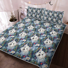 Load image into Gallery viewer, Winter Garden Westie Christmas Quilted Blanket or Bedding Set-Bedding-Bedding, Blankets, Christmas, Home Decor, West Highland Terrier-2