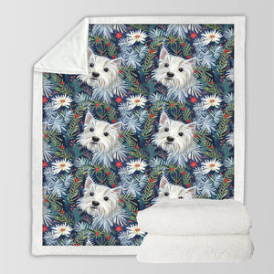 Winter Garden Westie Christmas Soft Warm Fleece Blanket-Blanket-Blankets, Christmas, Dog Dad Gifts, Dog Mom Gifts, Home Decor, West Highland Terrier-10