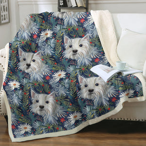 Winter Garden Westie Christmas Soft Warm Fleece Blanket-Blanket-Blankets, Christmas, Dog Dad Gifts, Dog Mom Gifts, Home Decor, West Highland Terrier-12