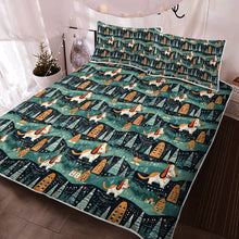 Load image into Gallery viewer, Winter Village Basset Hounds Christmas Quilt Blanket Bedding Set-Bedding-Basset Hound, Bedding, Blankets, Christmas, Home Decor-3