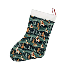 Load image into Gallery viewer, Winter Village Basset Hounds Christmas Stocking-Christmas Ornament-Basset Hound, Christmas, Home Decor-26X42CM-White1-1