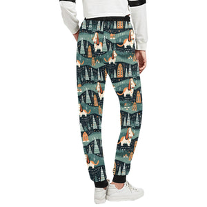 Winter Village Basset Hounds Christmas Unisex Sweatpants-Apparel-Apparel, Basset Hound, Christmas, Dog Dad Gifts, Dog Mom Gifts, Pajamas-3