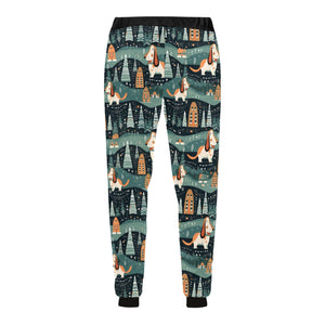 Winter Village Basset Hounds Christmas Unisex Sweatpants-Apparel-Apparel, Basset Hound, Christmas, Dog Dad Gifts, Dog Mom Gifts, Pajamas-5