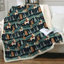 Load image into Gallery viewer, Winter Village Basset Hounds Soft Warm Christmas Blanket-Blanket-Basset Hound, Blankets, Christmas, Dog Dad Gifts, Dog Mom Gifts, Home Decor-12