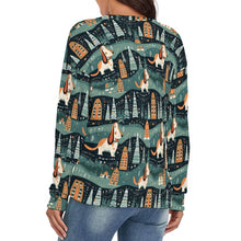 Load image into Gallery viewer, Winter Village Basset Hounds Women&#39;s V-Neck Christmas Sweater-Apparel-Apparel,Basset Hound,Christmas,Dog Mom Gifts,Sweater,Sweatshirt-4