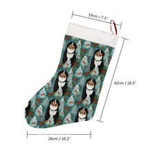 Load image into Gallery viewer, Winter Whimsy Bernese Mountain Dog Christmas Stocking-Christmas Ornament-Bernese Mountain Dog, Christmas, Home Decor-26X42CM-White3-3