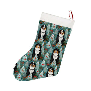 Winter Whimsy Bernese Mountain Dog Christmas Stocking-Christmas Ornament-Bernese Mountain Dog, Christmas, Home Decor-26X42CM-White3-1