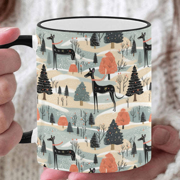 Winter Whimsy Greyhounds Christmas Coffee Mug White One Size 360x