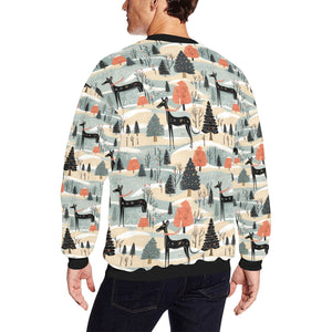 Winter Whimsy Greyhound’s Christmas Fuzzy Sweatshirt for Men-Apparel-Apparel, Christmas, Dog Dad Gifts, Greyhound, Sweatshirt-2