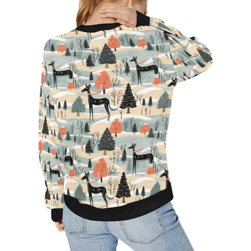 Winter Whimsy Greyhound’s Christmas Sweatshirt for Women-Apparel-Apparel, Christmas, Dog Mom Gifts, Greyhound, Sweatshirt-2