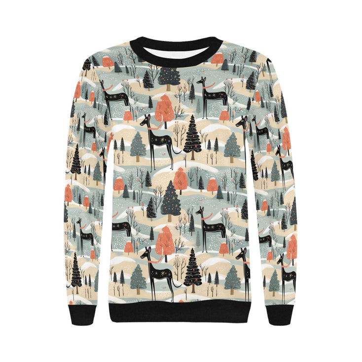 Winter Whimsy Greyhound’s Christmas Sweatshirt for Women-Apparel-Apparel, Christmas, Dog Mom Gifts, Greyhound, Sweatshirt-3