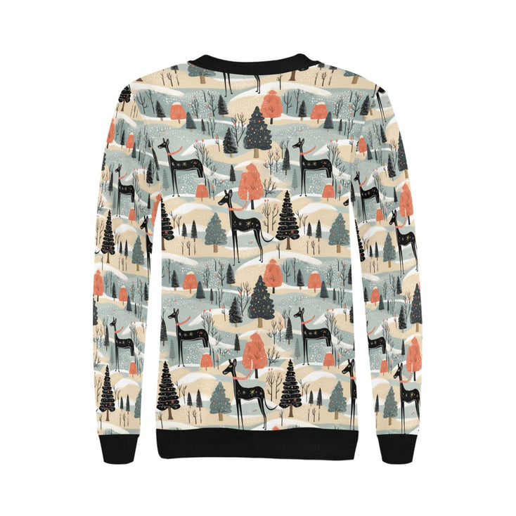 Winter Whimsy Greyhound’s Christmas Sweatshirt for Women-Apparel-Apparel, Christmas, Dog Mom Gifts, Greyhound, Sweatshirt-4