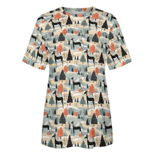 Load image into Gallery viewer, Winter Whimsy Greyhound’s Christmas Women's Cotton T-Shirt-Apparel-Apparel, Christmas, Dog Mom Gifts, Greyhound, T Shirt-2